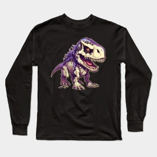 Skeleton Scary Chibi T-Rex Isometric Dinosaur Long Sleeve T-Shirt